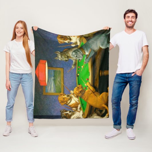 Dogs Playing Snooker Billiards Fun Spoof フリースブランケット (インサイチュ)