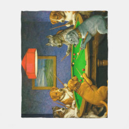 Dogs Playing Snooker Billiards Fun Spoof フリースブランケット