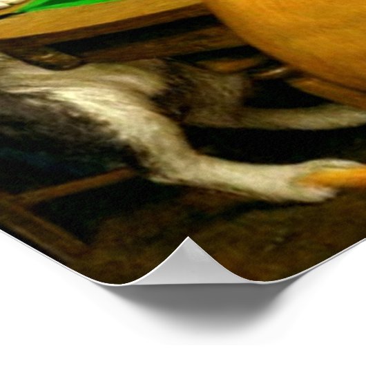 Dogs Playing Snooker Billiards Fun Spoof ポスター (角)