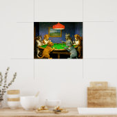 Dogs Playing Snooker Billiards Fun Spoof ポスター (キッチン)