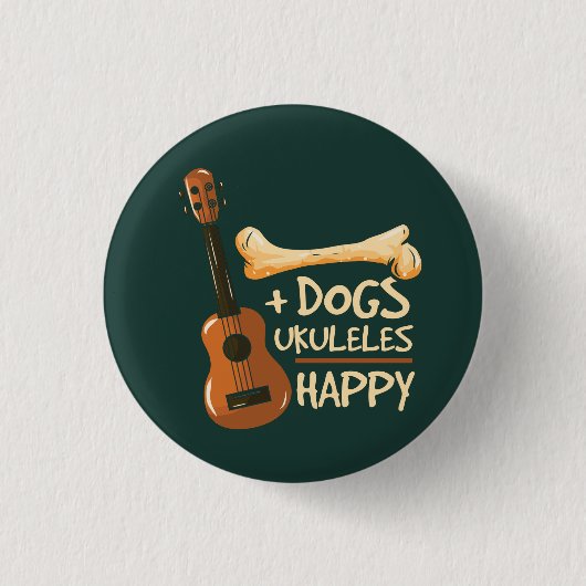 Dogs Plus Ukuleles Equals Happy Novelty Gag 缶バッジ (正面)