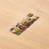 Dogs Reading Books Cozy Library Scene アクリル招待状 (レイダウン)