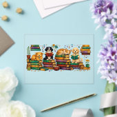 Dogs Reading Books Cozy Library Scene アクリル招待状 (インサイチュ (ウェディング))