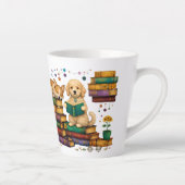 Dogs Reading Books Cozy Library Scene カフェラテマグ (右)