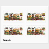 Dogs Reading Books Cozy Library Scene 長方形シール (シート)