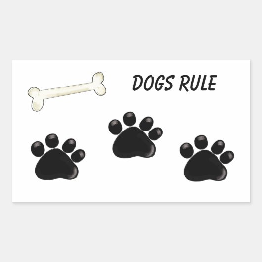 Dogs Rule - 足跡 長方形シール (正面)