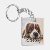 Dog's Simple Modern Elegant Chic Name and Photo  キーホルダー (正面左)