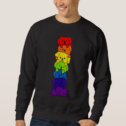 Dogs Stack Rainbow LGBT Gay Les Trans Pride Pet スウェットシャツ (正面)