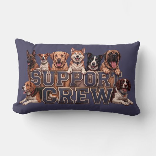 Dogs Support Crew Multi Breed Owner Blue Dog Lover ランバークッション (正面)