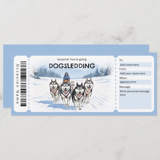 Dogsledding Gift Certificate 招待状 (正面/裏面)