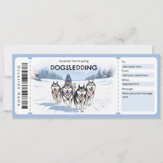 Dogsledding Gift Certificate 招待状 (正面)