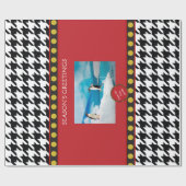 Dogtooth、千鳥格子のクリスマス製品 ラッピングペーパー (フラット)