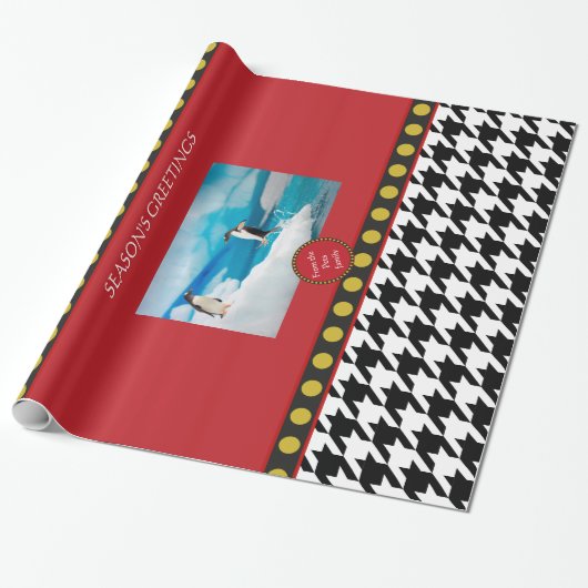 Dogtooth、千鳥格子のクリスマス製品 ラッピングペーパー (アンロールド)
