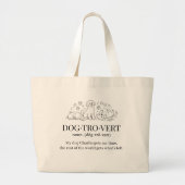 Dogtrovert Cute Funny Text Dog Introverts Tote Bag ラージトートバッグ (正面)