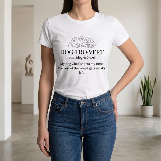 Dogtrovert Funny Text Personalized Dog Mom トライブレンドTシャツ