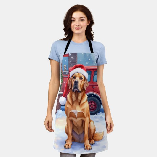 Dogue de Bordeaux Firefighter Station Santa Hat エプロン (着用した状態)