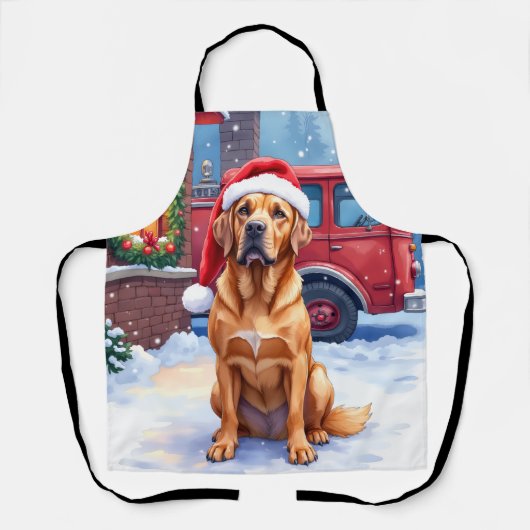 Dogue de Bordeaux Firefighter Station Santa Hat エプロン (正面)