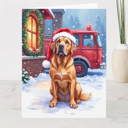Dogue de Bordeaux Firefighter Station Santa Hat カード (正面)