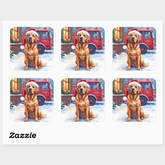 Dogue de Bordeaux Firefighter Station Santa Hat スクエアシール (シート)