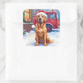 Dogue de Bordeaux Firefighter Station Santa Hat スクエアシール (バッグ)