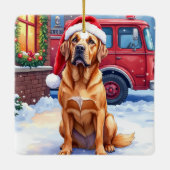 Dogue de Bordeaux Firefighter Station Santa Hat セラミックオーナメント (裏面)