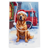 Dogue de Bordeaux Firefighter Station Santa Hat ミディアムペーパーバッグ (正面)
