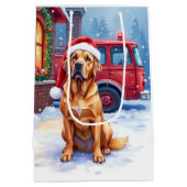 Dogue de Bordeaux Firefighter Station Santa Hat ミディアムペーパーバッグ (裏面)