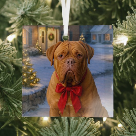 Dogue De Bordeaux Holiday Ornament ガラスオーナメント (インサイチュ)