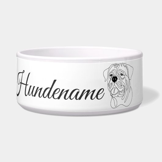 Dogue de Bordeaux Line Art personalized bowl ボウル (正面)
