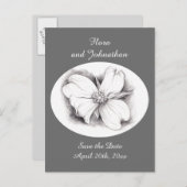 Dogwoodの花スケッチ日付の結婚保存 案内ポストカード (正面/裏面)