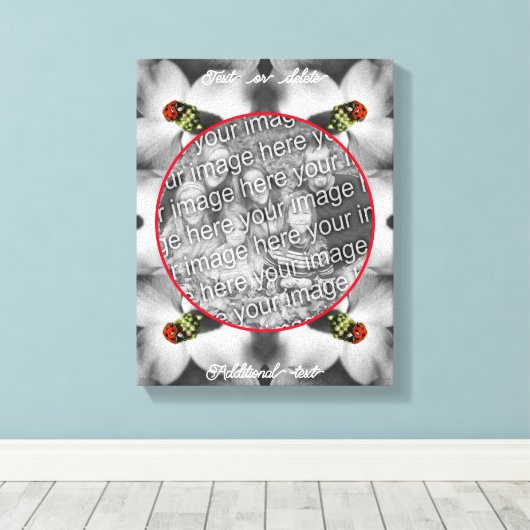 DogwoodのLadybugパーソナライズされた写真の追加 キャンバスプリント (インサイチュ (ウッドフロア))