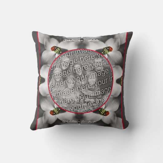 DogwoodのLadybugパーソナライズされた写真の追加 クッション (裏面)