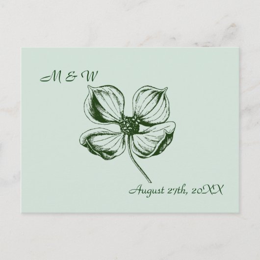 Dogwood Blossom Wedding日付はがきを保存 案内ポストカード (正面)