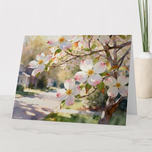 Dogwood Blossoms Study C In Watercolor カード (正面)