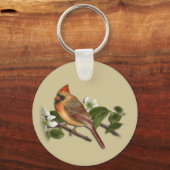 Dogwood Keychain上のメス（鳥）ショウジョウコウカンチョウ キーホルダー (裏面)