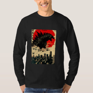 Dogzilla Dog Art日本のおもしろい犬ギフト男性へ Tシャツ