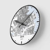 Doha Clock City Line Art ラウンド壁時計 (傾斜)