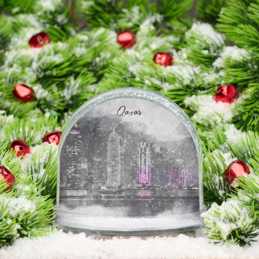 Doha Qatar Skyline Watercolor Snow Globe – Middle  (クリスマス)