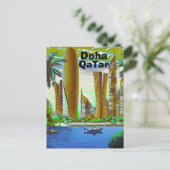 Doha Travel Postcard Art, Doha Skyline, Doha Qatar ポストカード (スタンド正面)