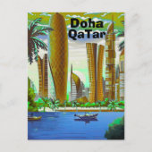Doha Travel Postcard Art, Doha Skyline, Doha Qatar ポストカード (正面)
