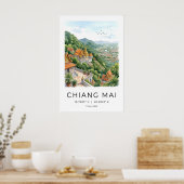 Doi Suthep Temple Print Chiang Mai Watercolor Art ポスター (キッチン)