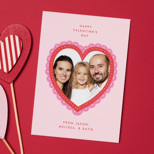 Doily Lace Heart Valentine's Day Photo シーズンカード