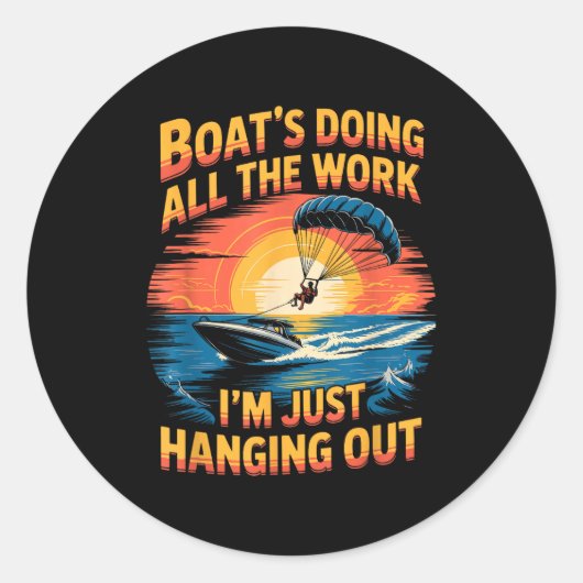 Doing All The Work Parasailer Paragliding Parasail ラウンドシール (正面)