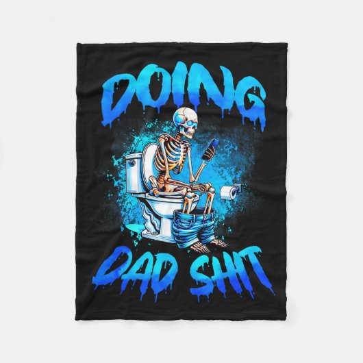 Doing Dad Skeleton Toilet Fathers Day Funny Dad  フリースブランケット (正面)