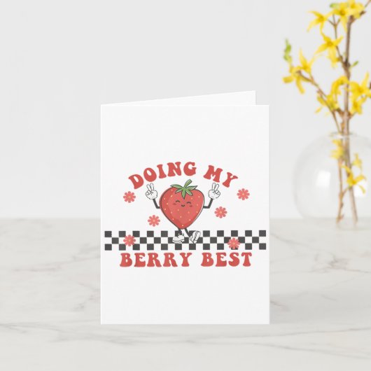 Doing My Berry Strawberry Motivation Insred Groovy カード (黄色い花)