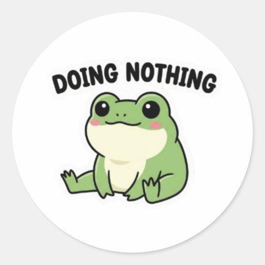 Doing Nothing Frog Sticker Cute Relaxed Frog Meme  ラウンドシール (正面)