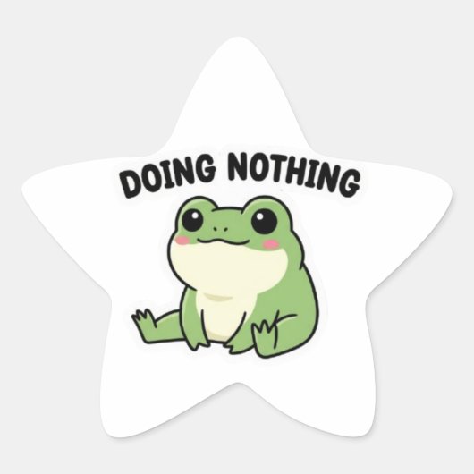 Doing Nothing Frog Sticker Cute Relaxed Frog Meme  星シール (正面)