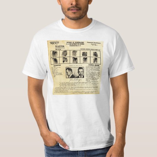 DOJ Identifcationの発注1217年のジョン・デリンジャー Tシャツ (正面)