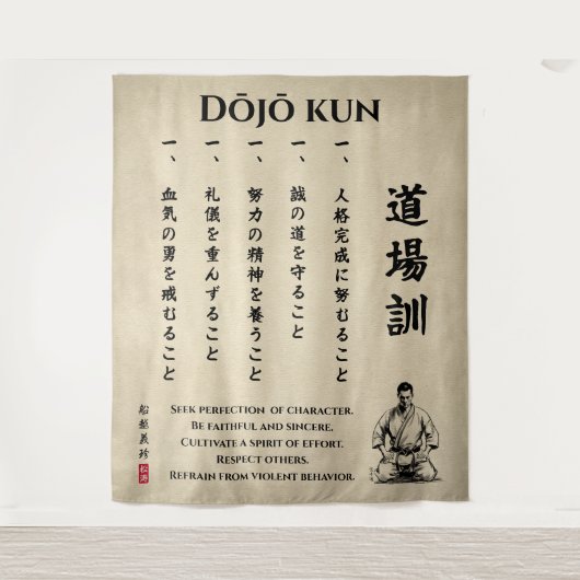 Dojo Kun – The Five Precepts of Karate タペストリー (正面)