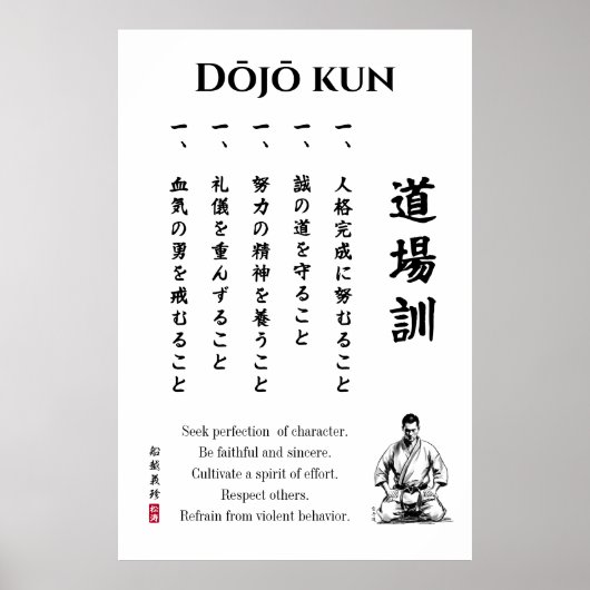 Dojo Kun – The Five Precepts of Karate ポスター (正面)